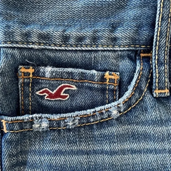 Hollister button fly cotton denim blue raw hem cheeky cut off jean short size 25 - Picture 4 of 11